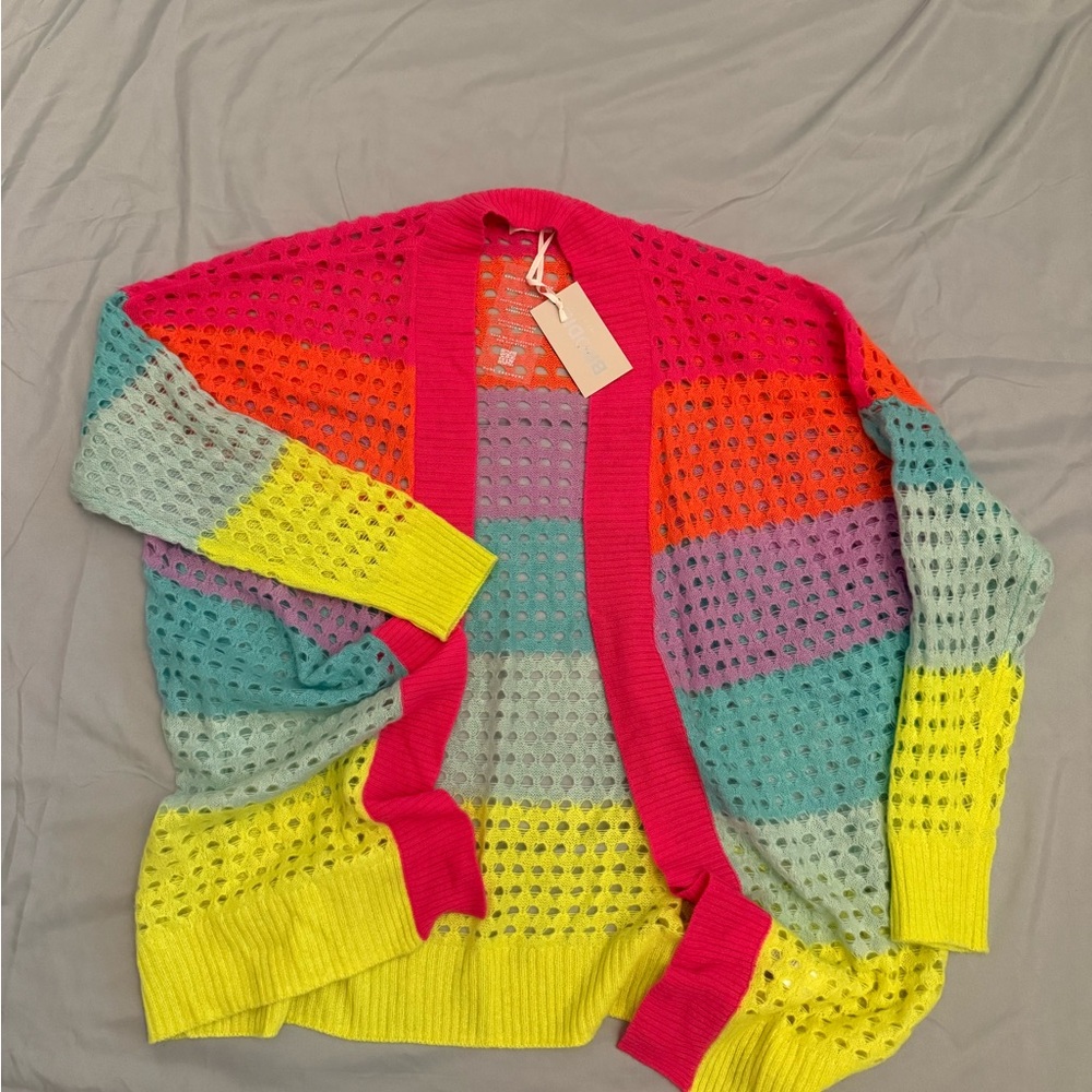 Brodie Cashmere Sunset Pointelle Cardigan Rare